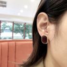 925 Sterling Silver Button Stud Earring Bl0812 - Dark Coffee - One Size