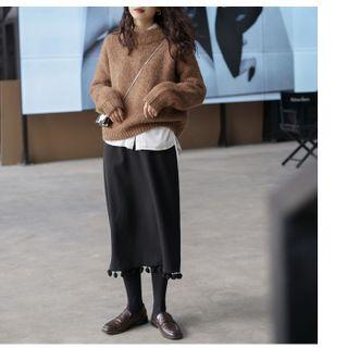 Pom Pom Midi A-line Skirt