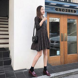 V-neck Flared Floral Shirtdress