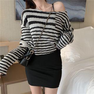 Cropped Striped Knit Top / Sleeveless Mini Dress