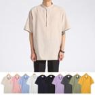 Half-placket Colored Short-sleeve Shirt