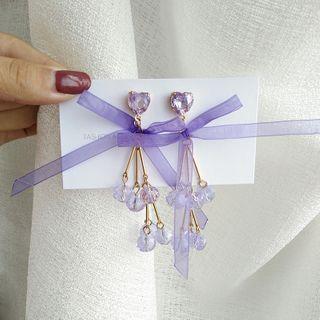 Faux Crystal Bow Fringed Earring