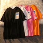 Elbow-sleeve Tag Embroidered T-shirt