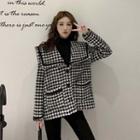 Houndstooth Buttoned Jacket Black - One Size