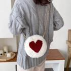 Fluffy Heart Print Crossbody Bag
