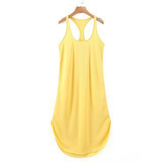 Sleeveless Plain Open-back Dress