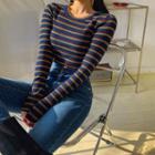 Color-block Slim-fit Striped Top