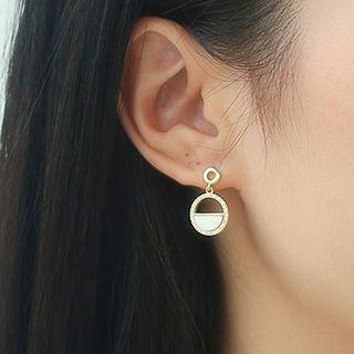 925 Sterling Silver Disc Dangle Earring 1 Pair - Gold - One Size