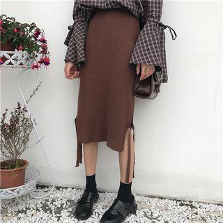 Slit-side Knit Midi Skirt