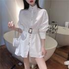 Set: Mini A-line Shirt Dress + Belt