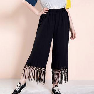 Plus Size Fringed Wide-leg Pants