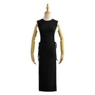 Cutout Drawstring Midi Bodycon Tank Dress