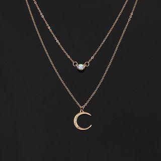 Alloy Moon Pendant Layered Necklace