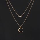 Alloy Moon Pendant Layered Necklace