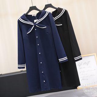 Long-sleeve Sailor Collar Shift Dress