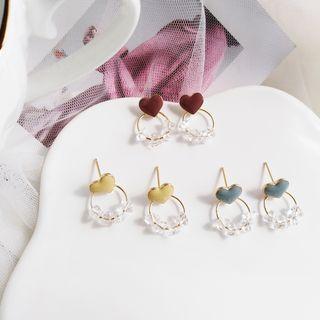 Alloy Heart Faux Crystal Hoop Earring