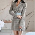 Plaid Double-breasted Mini Blazer Dress