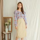 Band-waist Cotton Wrap Skirt