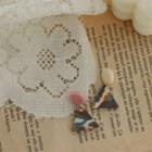 Printed Triangle Earring 1 Pair - Pink & Off-white - One Size