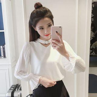 Plain Chiffon Long Sleeve Blouse