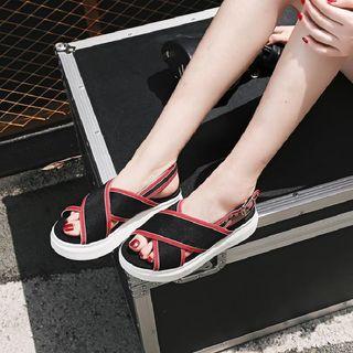 Cross Strap Slingback Platform Sandals