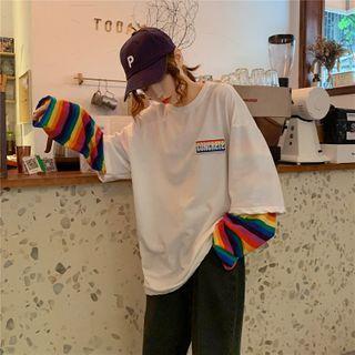 Crewneck Mock Two Piece Loose-fit Top