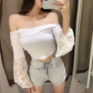 Lace Sleeve Off-shoulder Top