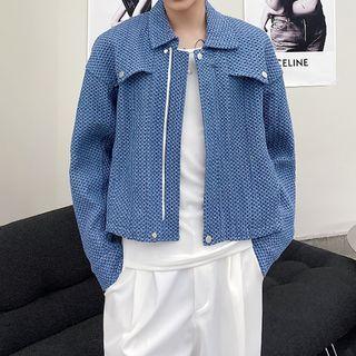 Collared Zip-up Denim Jacket