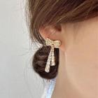 Rhinestone Ribbon Stud Earring 1 Pair - One Size