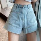 Denim High-waist Wide-leg Shorts
