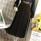 High-waist Velvet Pleated Dress