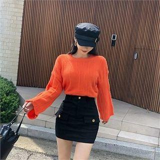 Drop-shoulder Textured Sweater