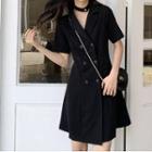 Short-sleeve Button-up A-line Blazer Dress