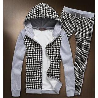 Set: Houndstooth Hooded Jacket + Sweatpants