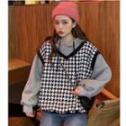Houndstooth Mock Two-piece Hoodie