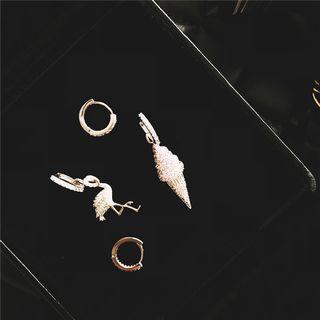 Non-matching Rhinestone Flamingo / Ice-cream Dangle Earring