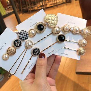 Set Of 3: Faux Pearl Hair Clip