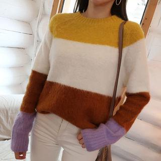 Furry Color-block Sweater