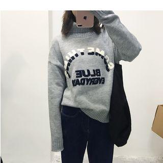 Lettering High Neck Sweater