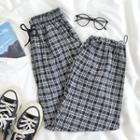 Plaid Drawstring-cuff Pants As Shown In Figure - One Size