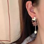 Bear Asymmetrical Alloy Dangle Earring 1 Pair - S925 Silver - Brown & White - One Size