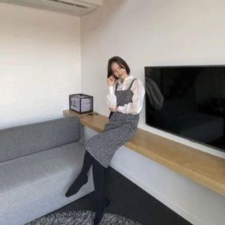 Slit-back Tweed Midi Pinafore Dress