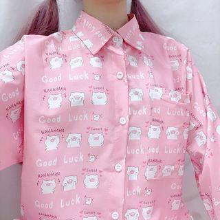 Pig Print Shirt As Shown In Figure - One Size