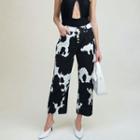 Milk Cow Print Straight Leg Pants