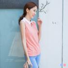 Sleeveless Color-block Keyhole-front Top