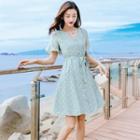 Short-sleeve Mini A-line Dotted Dress