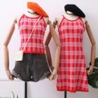 Summer-knit Plaid Halter Top / Halter Dress