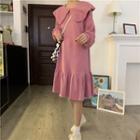 Collared Pullover Dress Pink - One Size