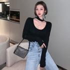 Cutaway-front Rhinestone Strap Top