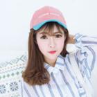 Lettering Embroidered Color Block Baseball Cap